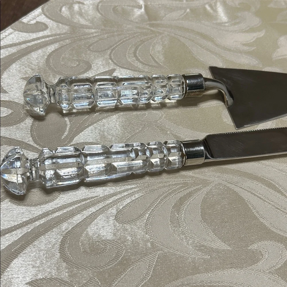 VTG Godinger Wedding Bridal Crystal Silver Plate Cake Server Cutting Knife